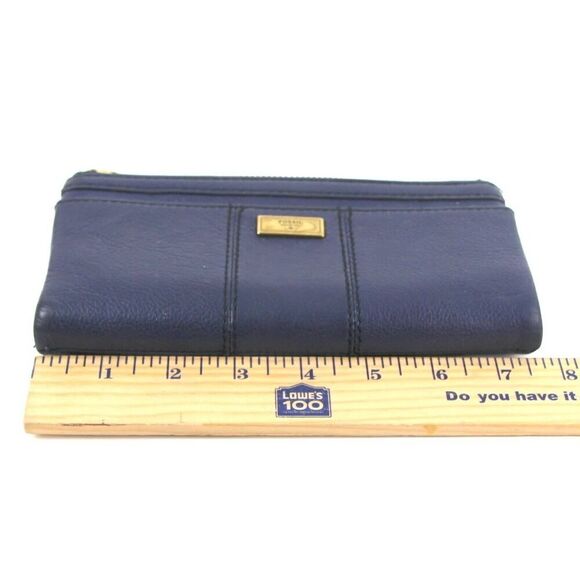FOSSIL BLUE GENUINE LEATHER ID CARD COIN HOLDER BILL TWO COMPARTMENT WALLET - Picture 9 of 11